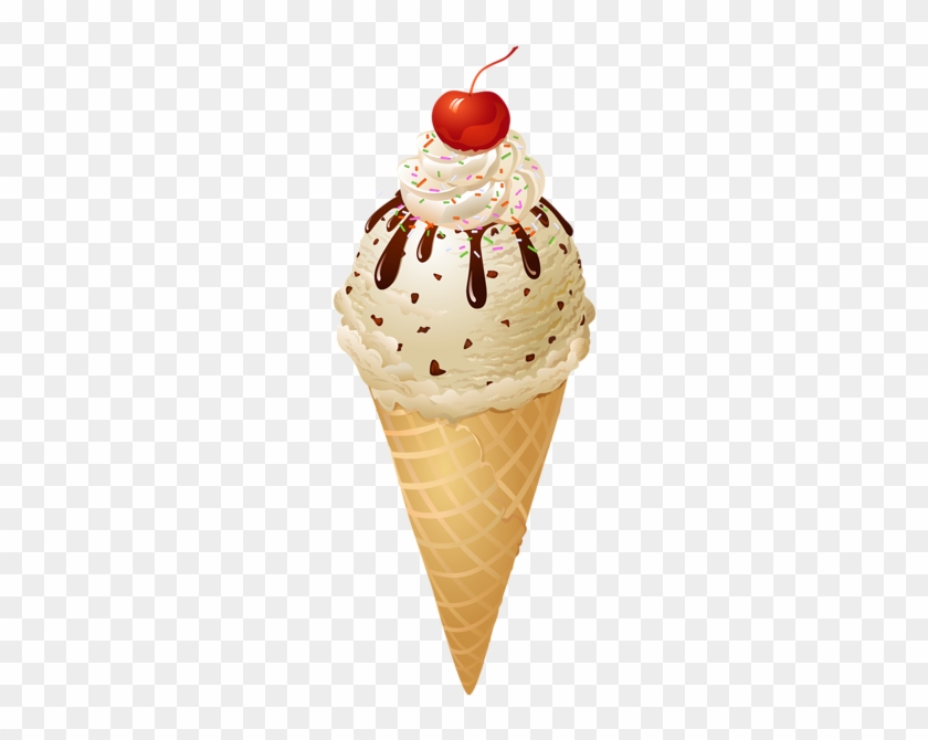 Sorvete De Flocos Com Calda Quente De Chocolate Dc - Ice Cream Cone Png #841817