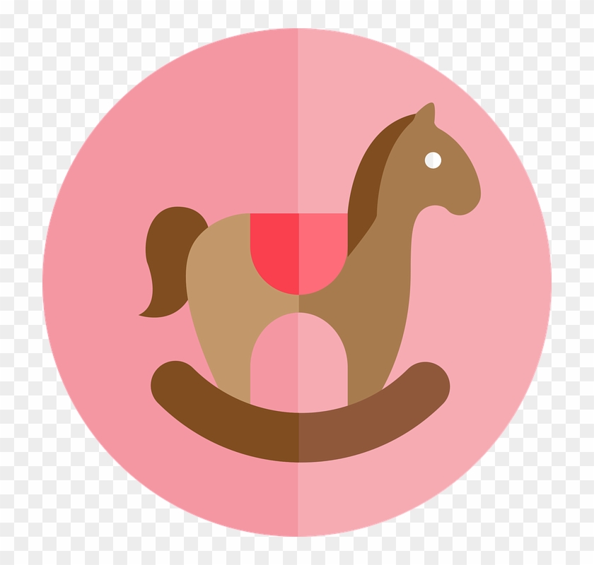 Baby Rattle Clipart 10, Buy Clip Art - Rocking Horse Illustration On Pink Pendant Necklace, #842025