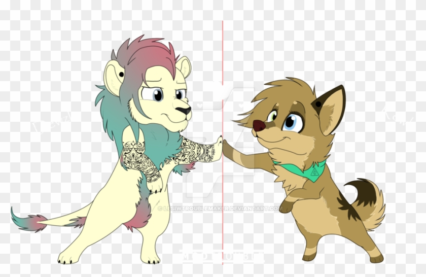 Couple Chibi Lion And Wolf By Nerdywolftrash - Cartoon #842651