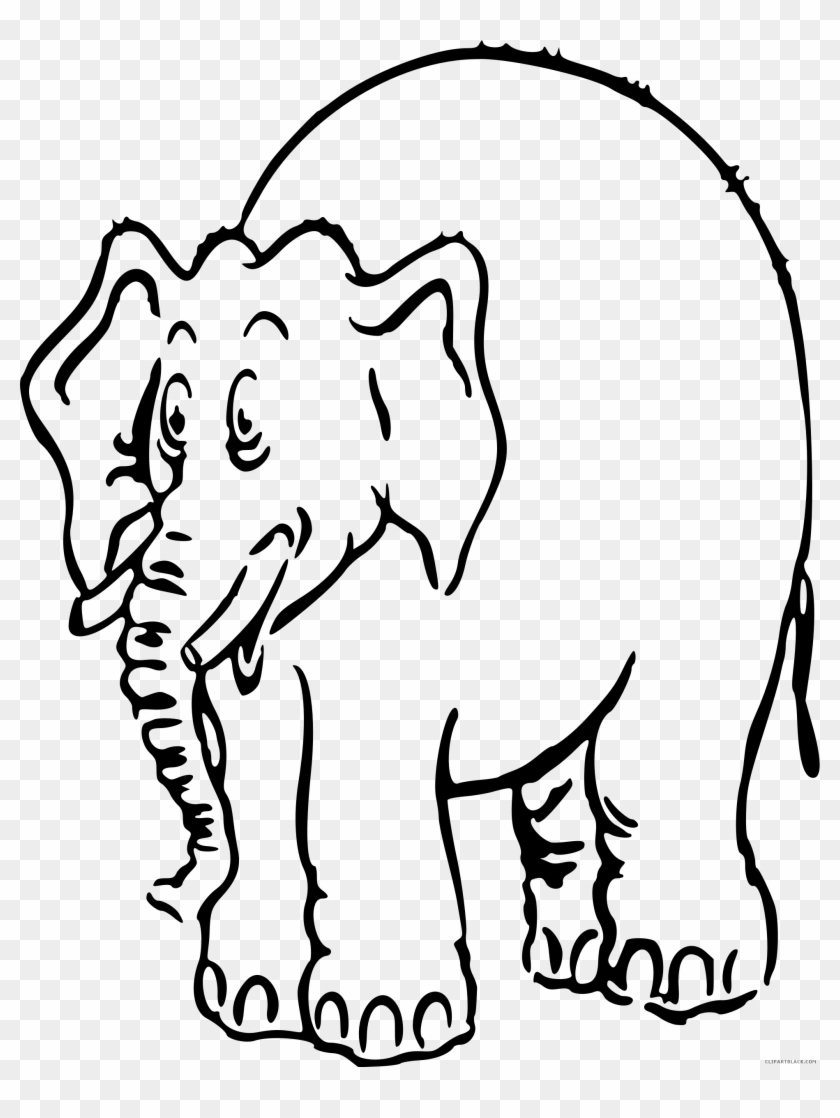 Elephant Outline Animal Free Black White Clipart Images - Elephants #842963