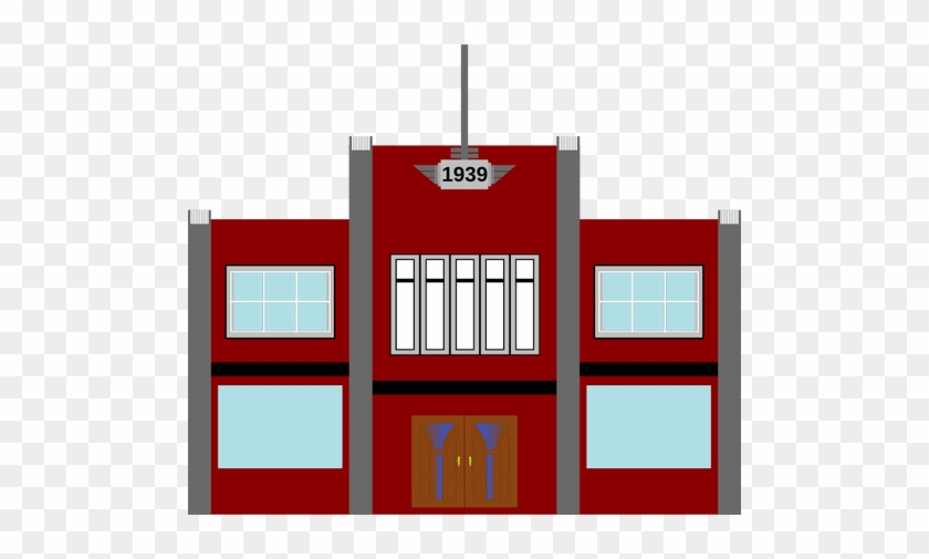 Vector Illustration Of Late 1930s Art Deco Commercial - Red Building Clipart #843091
