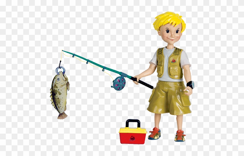 Boy With A Fishing Pole And Fish Toy - Boy Fishing Poles #844348
