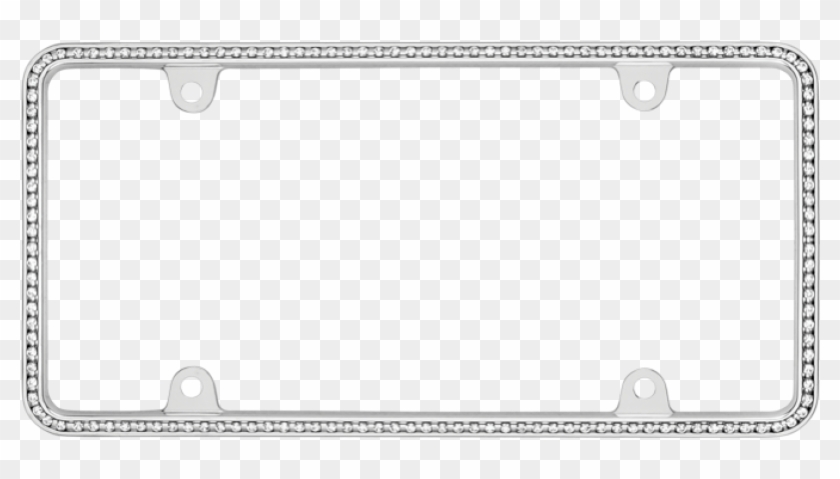 Thin White Diamonds On Chrome License Plate Frame - Diamond License Plate Frames #845181