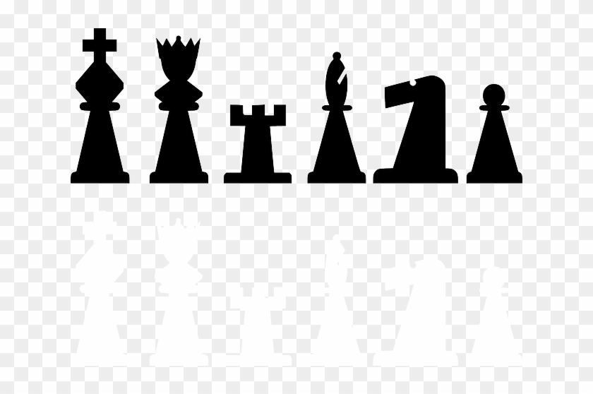 Black, Set, Outline, Drawing, Silhouette, King, Queen - Chess Pieces Clip Art #845319
