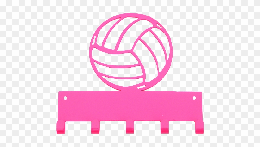 Volleyball Hot Pink 5 Hook Medal Display Hanger - Volleyball Iron On Patches #845401