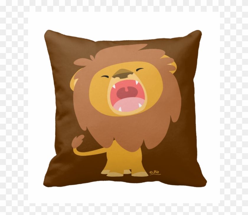 Cute Mighty Roaring Lion Cartoon Pillow - Cute Cartoon Lion #845630