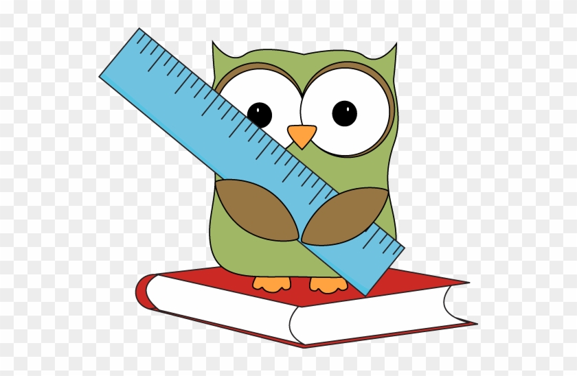 Owl Sitting On A Book With A Ruler Clip Art - Free Clip Art Rulers #846123
