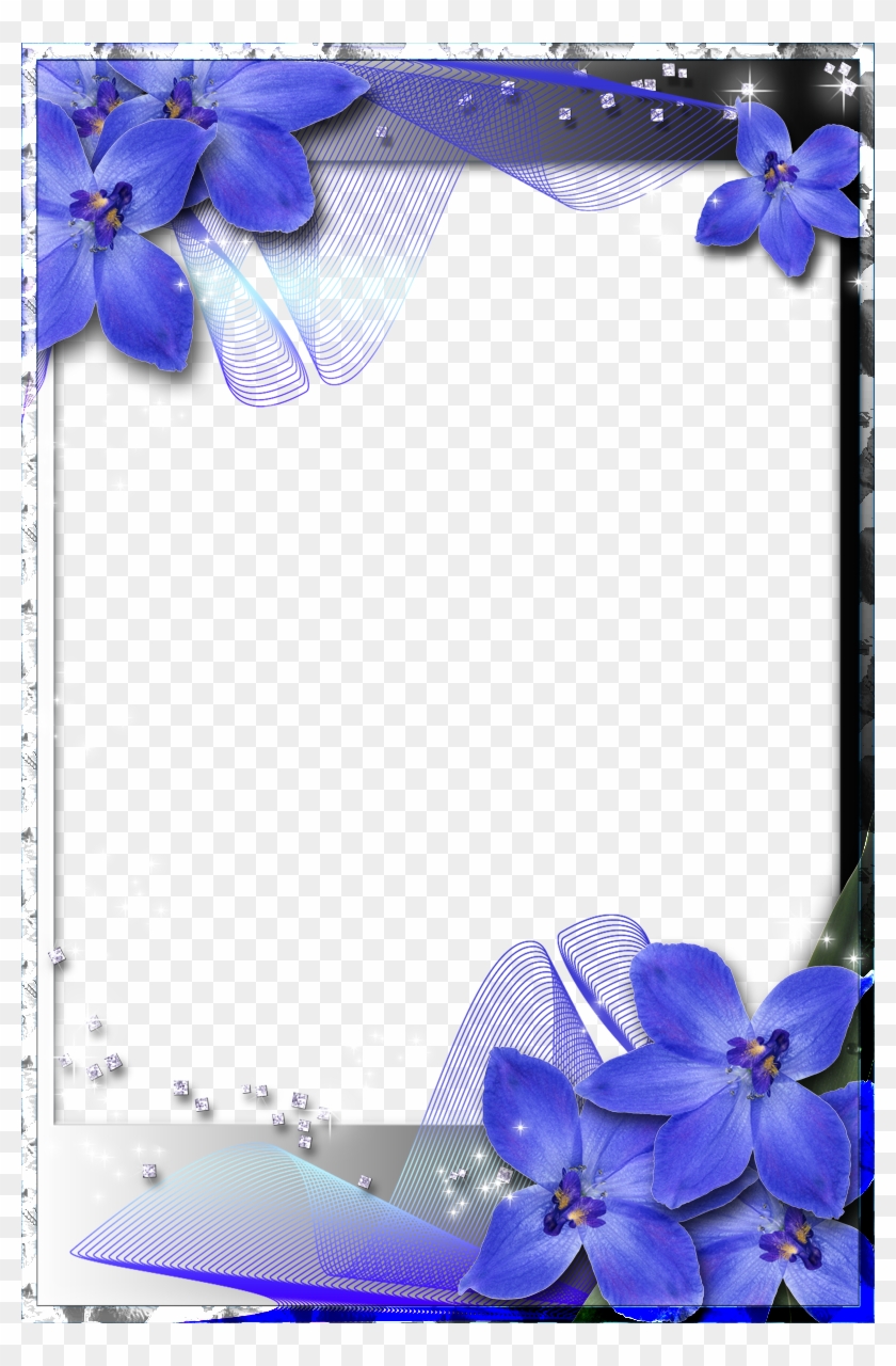 Beautiful Transparent Frame With Blue Orchids - Blue Wedding Borders And Frames #846203