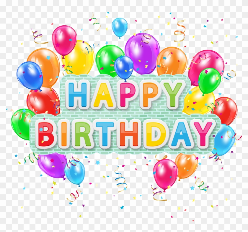 Happy Birthday Deco Text With Balloons Png Clip Art - Happy Birthday Text Png #846533