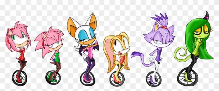 Sonic Girl's On Unicycles 2 By Fun Time Is Party - Cartoon #846861