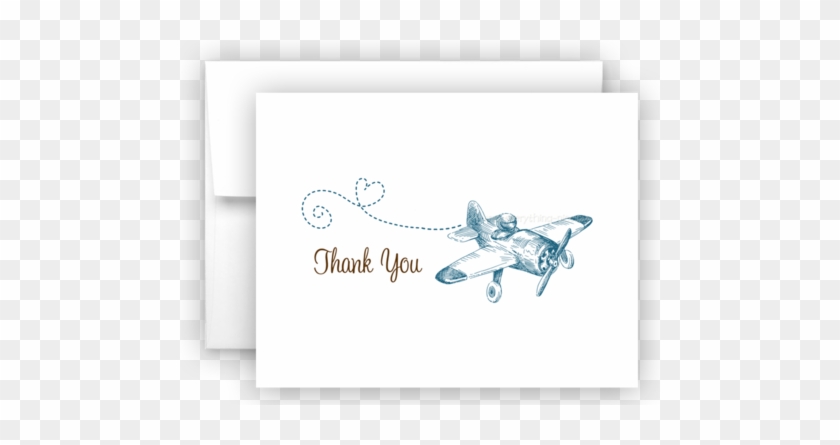 Vintage Airplane Printed Thank You Cards • Folded Flat - Baby Shower #846962