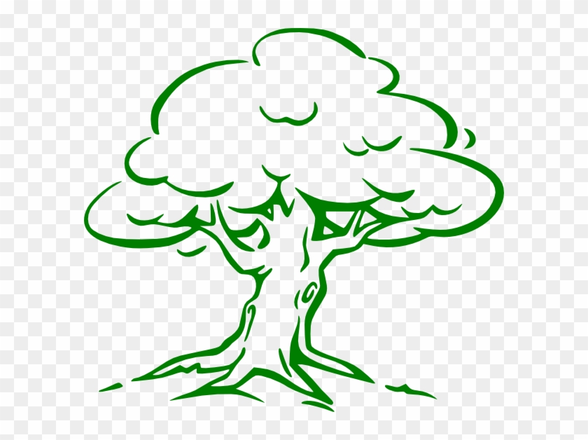 Green Oak Tree Clip Art - Oak Tree Drawing Easy #847080