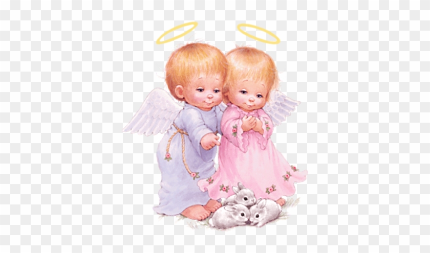 Cute Baby Angels With Bunnies Free Png Clipart Picture - Cute Baby Angel Png #847505