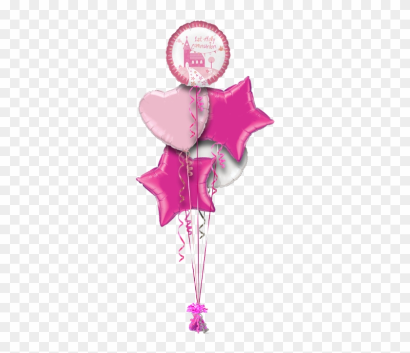 1st Holy Communion Pink Religious Balloon - Qualatex 36 Inch Star Plain Foil Balloon - Magenta #847631