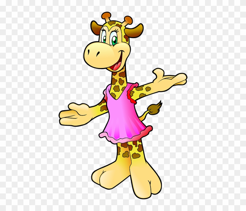 Anthropomorphized Animals, Dress, Giraffe, Robe - Cartoon Giraffe In Dress #847763