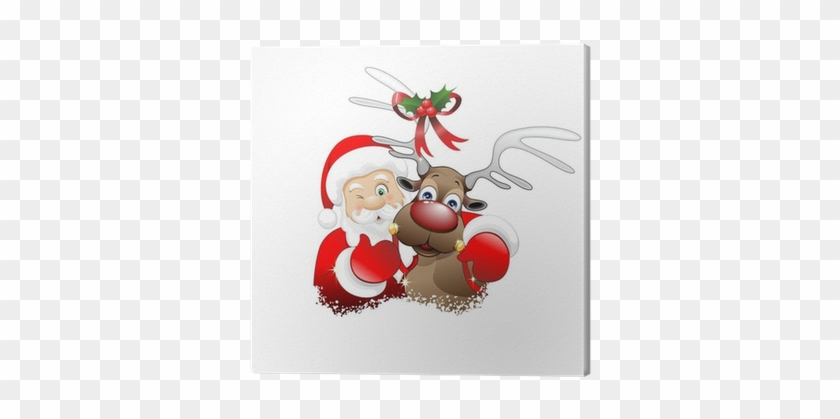 Cuadro En Lienzo Babb Natale Y Renna Cartoon Santa - Reindeer #847848