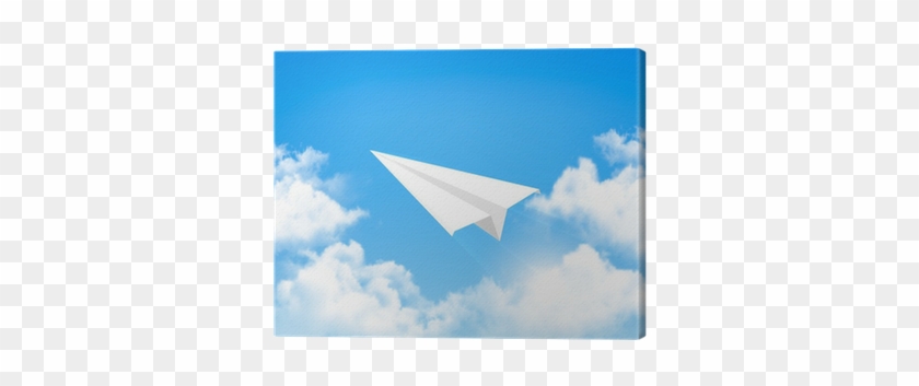 Paper Airplane In The Sky With Clouds - Vector Graphics #847903