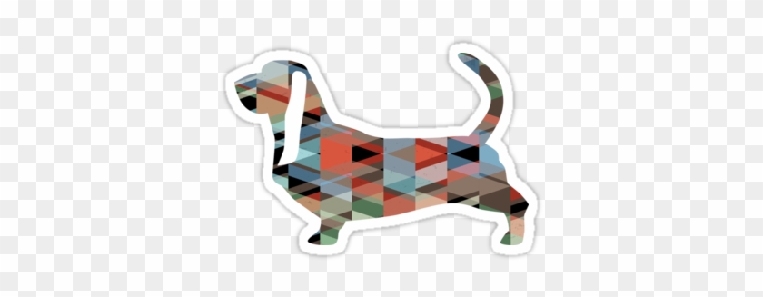 Basset Hound Colorful Geometric Pattern Silhouette - Sibirischer Schlittenhund-schwarz-geometrische Grußkarte #848223