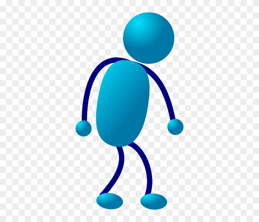 Cartoon Blue, Stick, People, Man, Guy, Figure, Person, - Stick Man Walking #848404