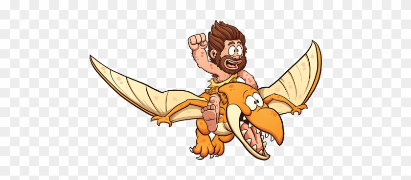 Cartoon Caveman Flying On Dinosaur - Pterodactyl Cartoon #848925