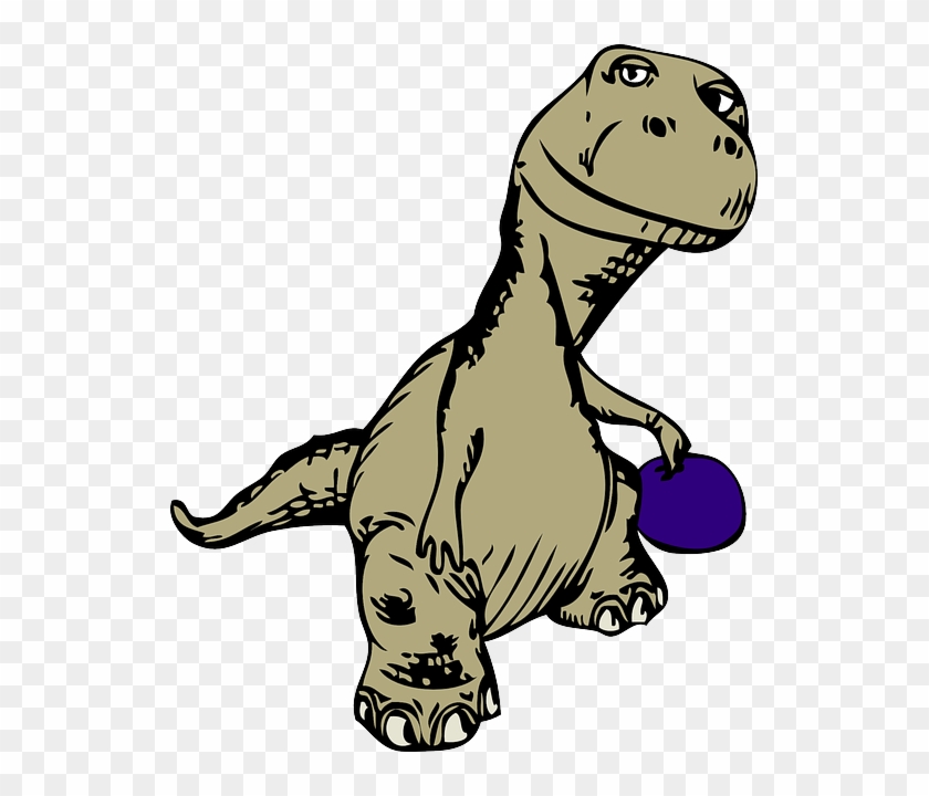 Animals, Beige, Blue, Cartoon, Dinosaurs, Dino - Cartoon Tyrannosaurus Dinosaur With Hat And Rope (blank #848932
