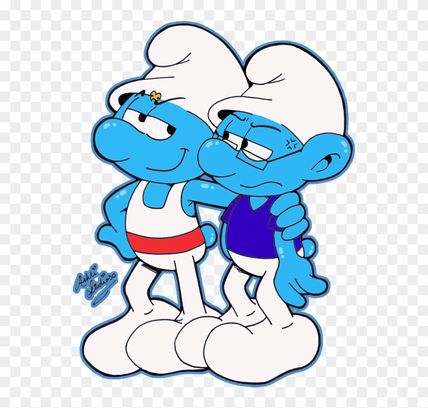 Smurfette And Clumsy Kiss - Smurfs Anton X Shawn #849338