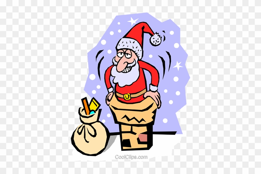 Santa Claus Going Down The Chimney Royalty Free Vector - Santa Going Down The Chimney #849356
