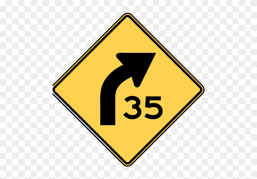 Examples Of Warning Signs Curve 35 Ahead Sign - W1 4r Sign Mutcd #850378