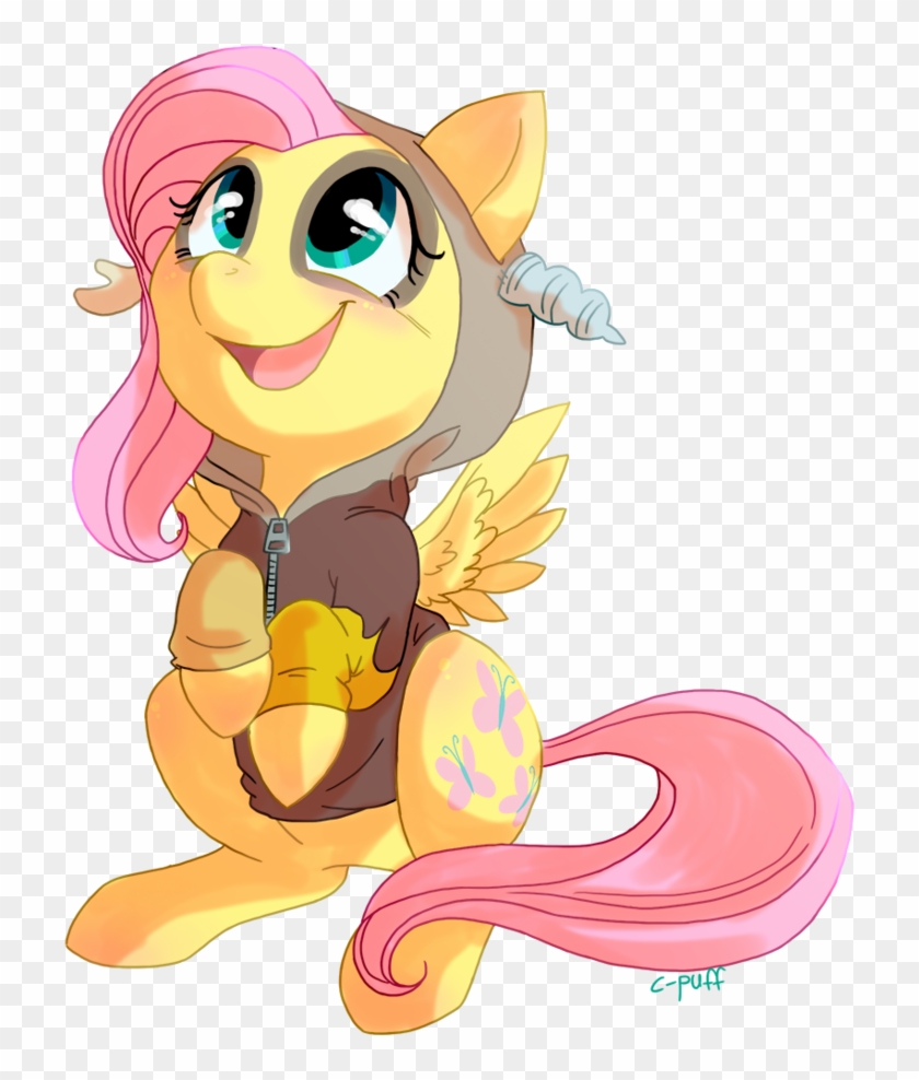 C-puff, Blushing, Clothes, Cute, Discord, Female, Fluttershy, - Fluttershy In Hoodie #850469