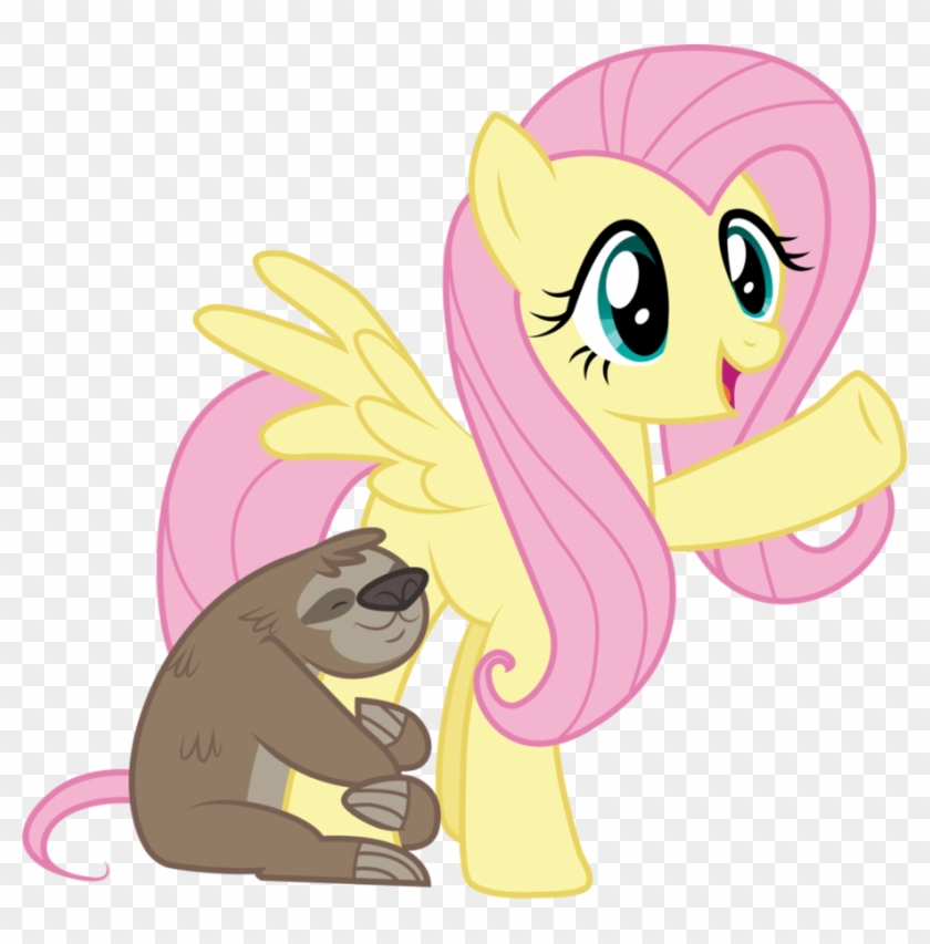 Sloth Hugging Fluttershy By Lorthiz - Love #850475