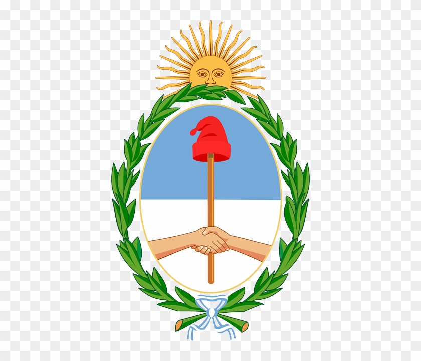 Stick, Sun, Argentina, Hat, Hands, Coat, Arms, Shaking - Argentina Coat Of Arms #850522
