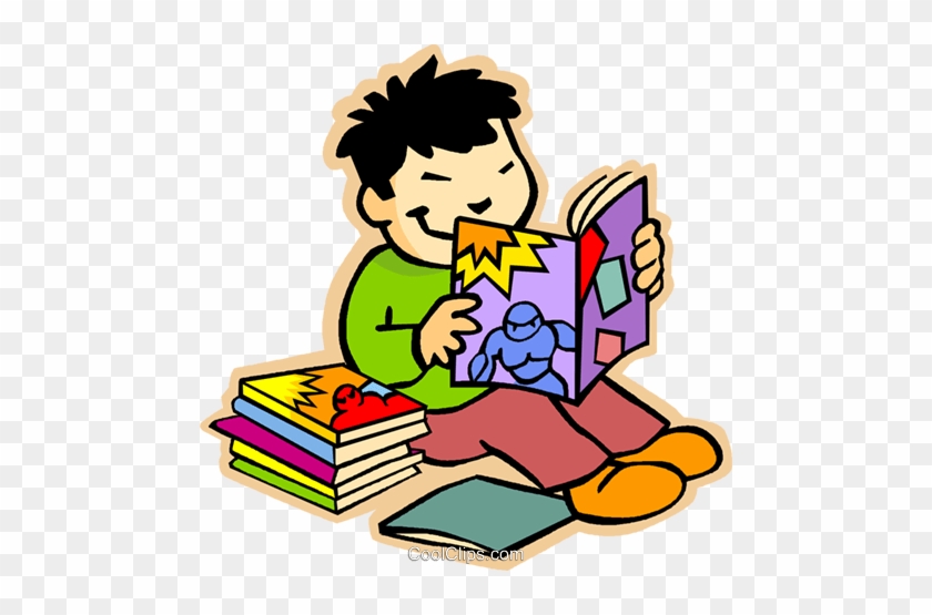 Boy Reading Comic Books Royalty Free Vector Clip Art - 3rd Grade Sight Word Activity Book #850592