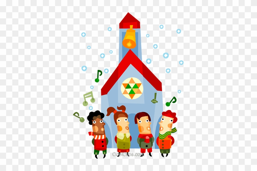 Children Singing Christmas Carols Royalty Free Vector - Church Christmas Clip Art #850631
