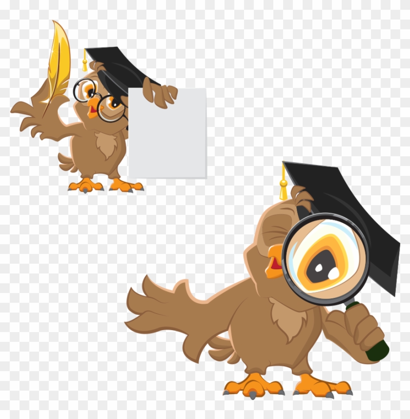 Owl Diploma Illustration - Owl With Magnifying Glass Clip Art #851199