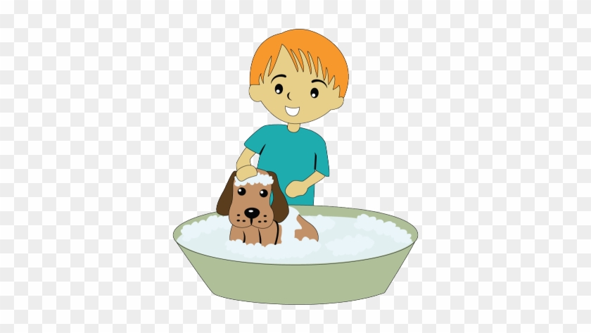 Bath - Bathing A Dog Cartoon #851206