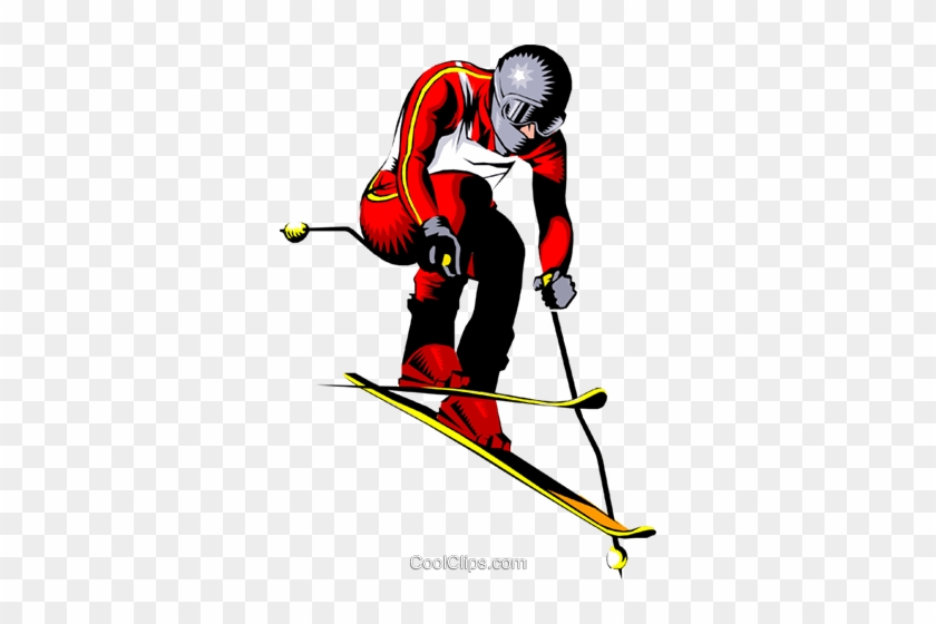 Downhill Skier Royalty Free Vector Clip Art Illustration - Skier #851786