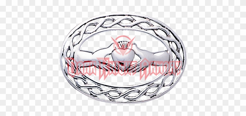 White Bronze Claddagh Knotwork Brooch - Carolina Glamour Collection Sterling Silver Irish Claddagh #851870