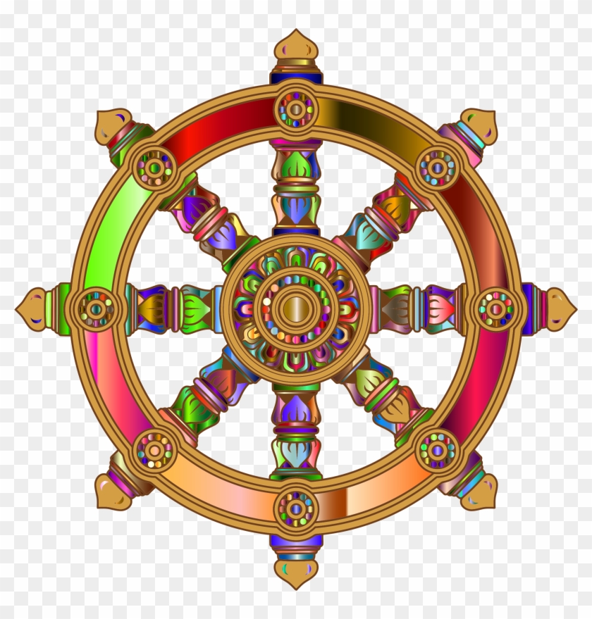 Ornate Dharma Wheel - Hinduism Clipart #851929