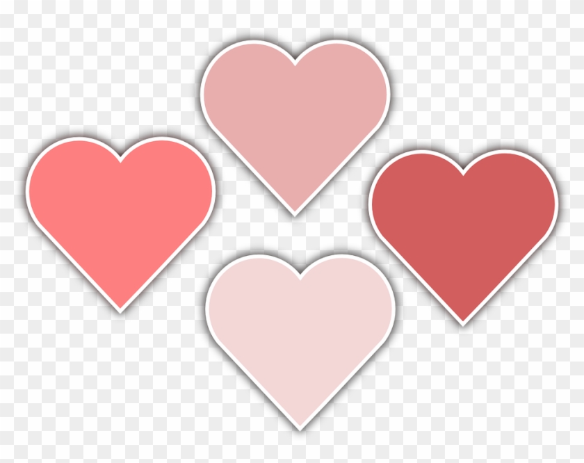 Heart, Shadow, Love, Pink, Shape, Hearts, February - Corações Rosa Desenho Png #852231
