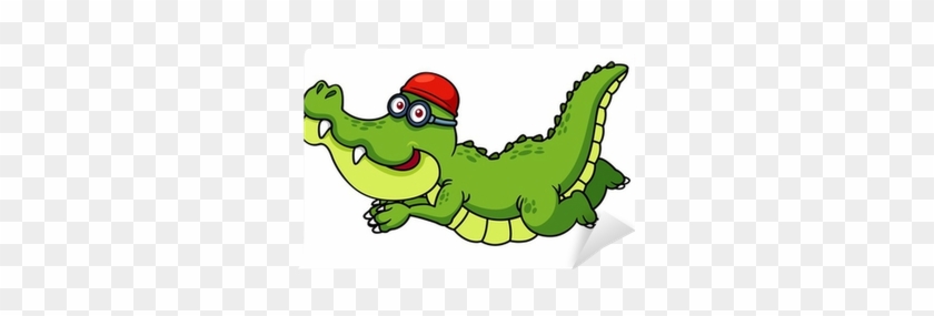 Illustration Of Cartoon Crocodile Swimming Wall Mural - Clipart Schwimmen #852407