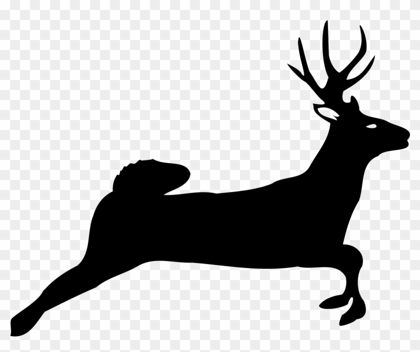 Whitetail Deer Animal Free Black White Clipart Images - Deer Jumping Png #852479