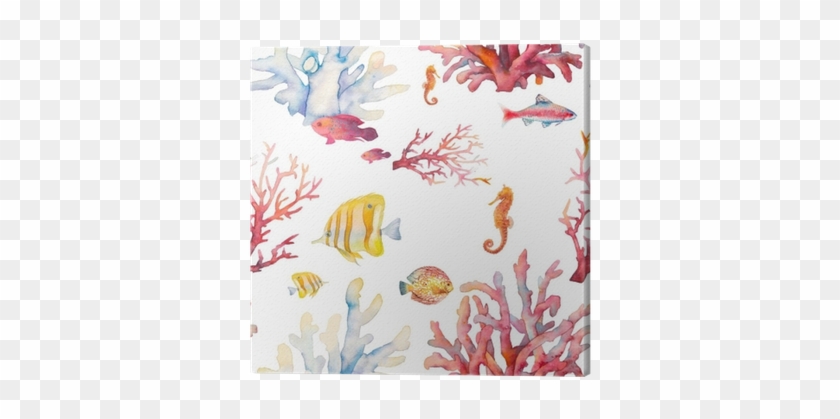 Watercolor Coral Reef Seamless Pattern - Coral Reef #852493