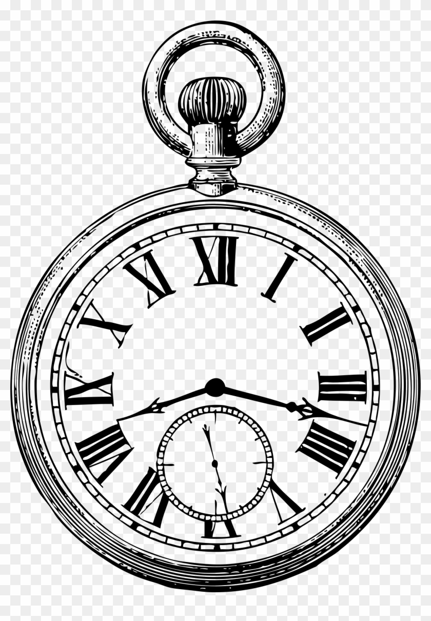 Pocket Watch Clip Art - Pocket Watch Drawing Easy #852775