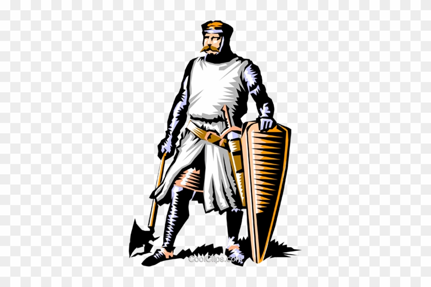 Knight Ready For Battle Royalty Free Vector Clip Art - Knight Middle Ages Cartoon #853427