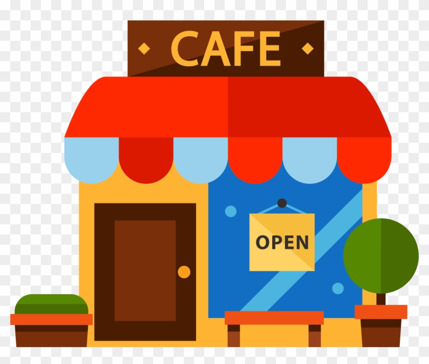 Cartoon Color Coffee House - Coffee Shop Vector Png #853434