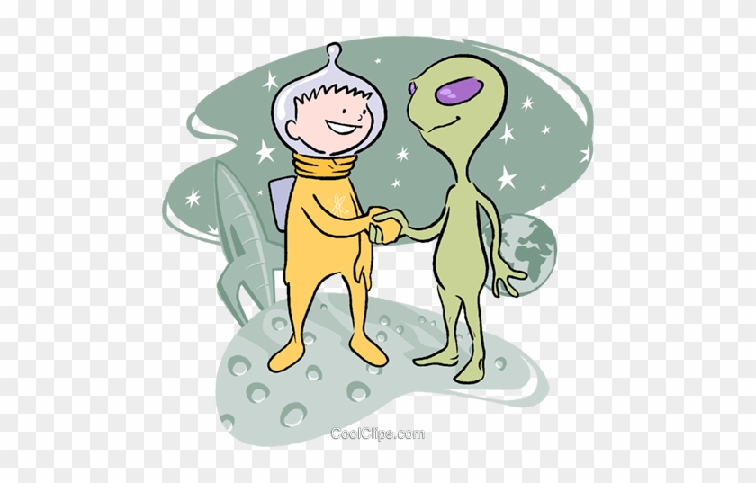 Alien Astronaut Clipart - Alien Shaking Hands Cartoon #853812