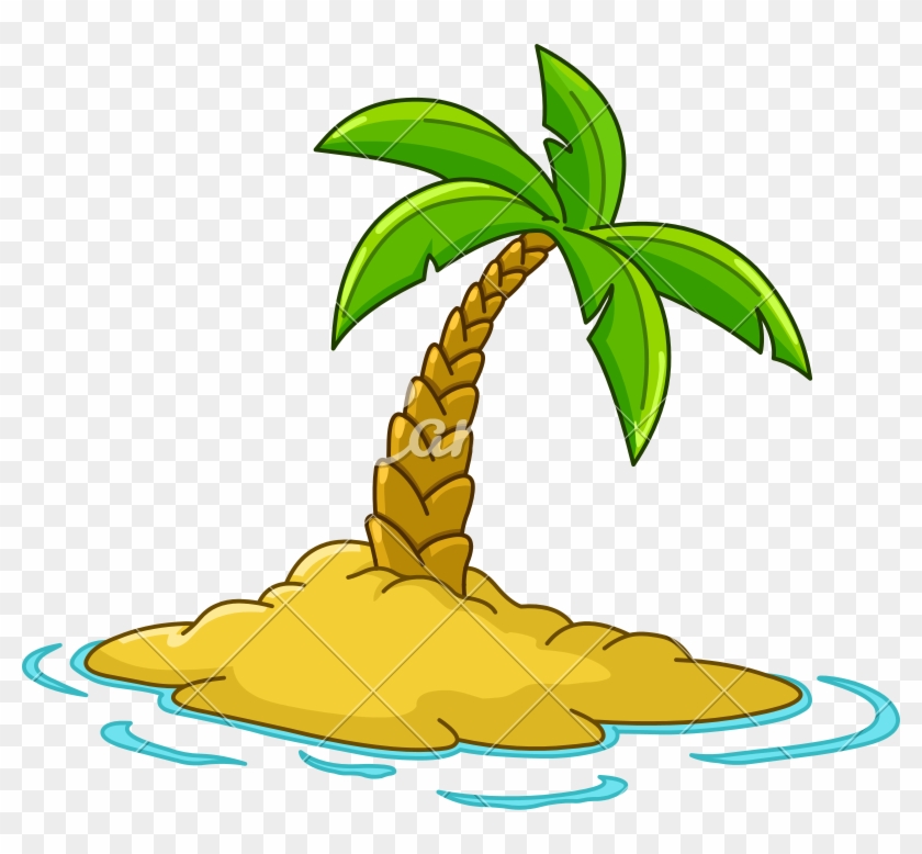 Island With Palm Tree Vector - Isola Con Palma #853838