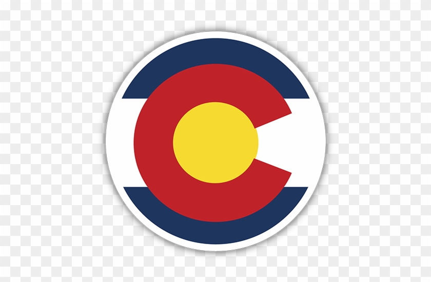 Colorado Flag Circle Bumper Sticker - Interstate Sign #855026