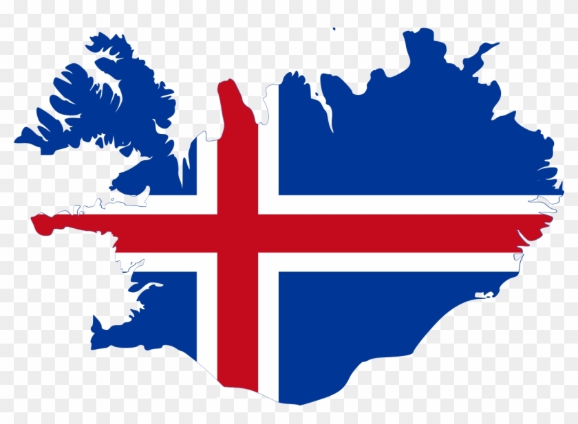 Map Of Iceland With Flag - Iceland Flag Map Png #855220