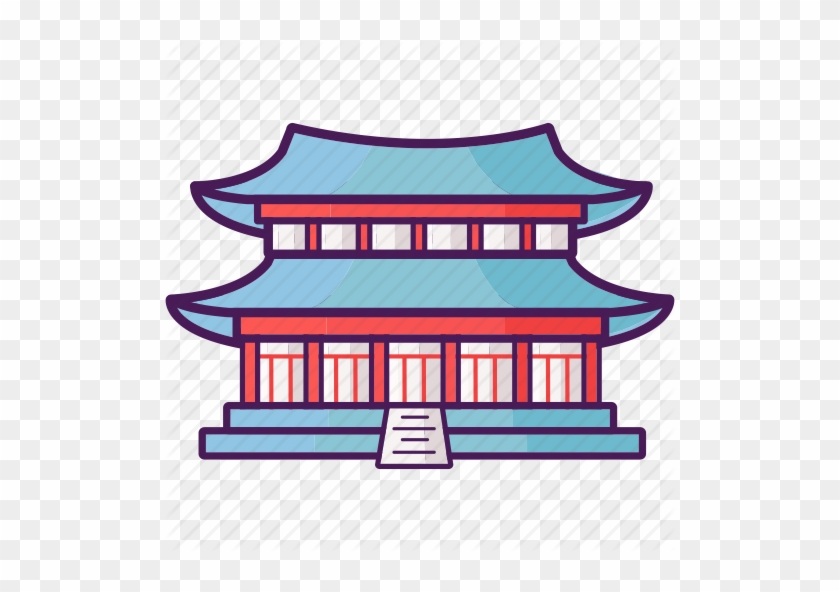 Korean Clipart Palace Pencil And In Color Korean Clipart - Korean Landmark Icon #855319